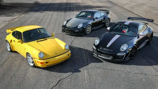1993 Porsche 964 Turbo S Leichtbau, 2011 Porsche 997 GT3 RS 4.0 and 2011 Porsche 997 GT2 RS
